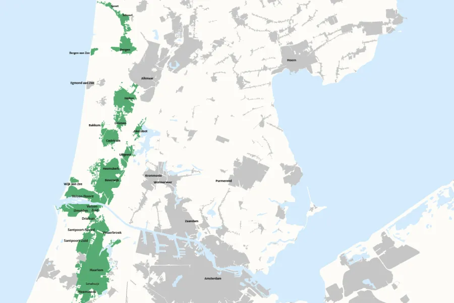 Landkaart met werkgebied van Thuiszorg